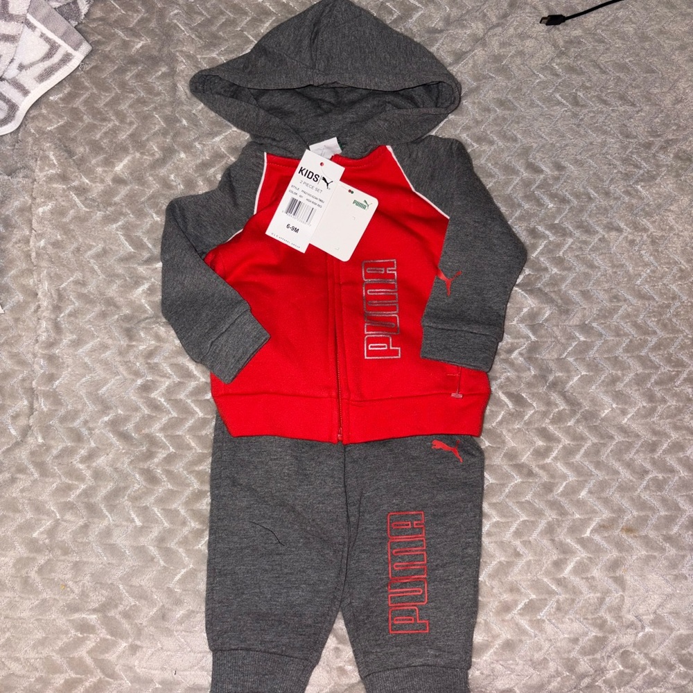 Puma Kids Red and Gray Two-Piece Set